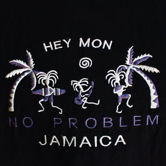 Vintage Jamaica Embroidered Black Crew Neck Tee - Picture 3 of 5